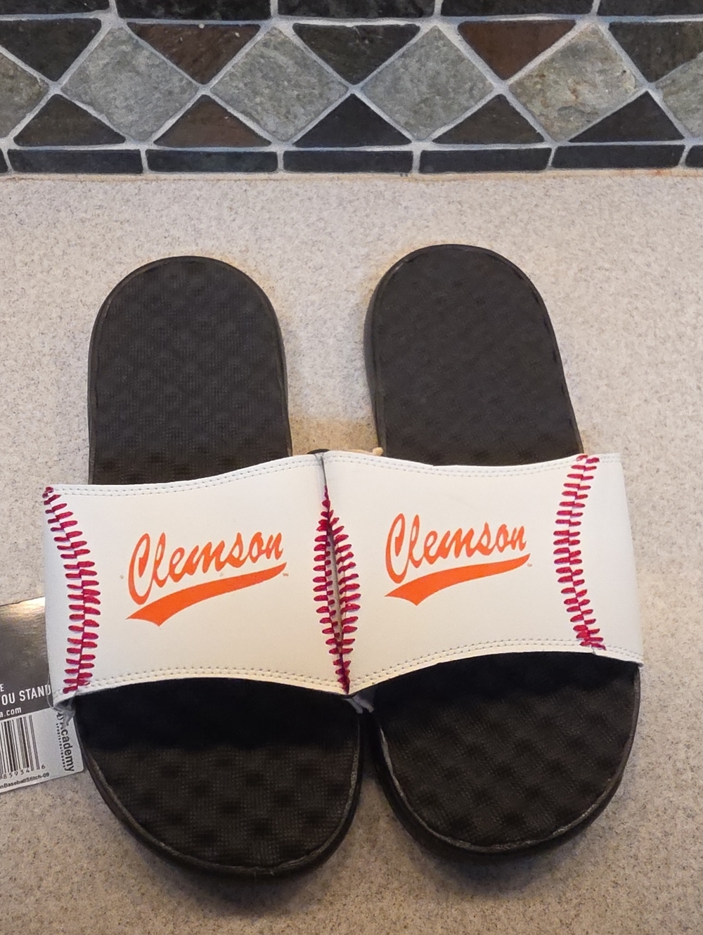 Clemson Kids White & Orange Baseball Slide Sandals